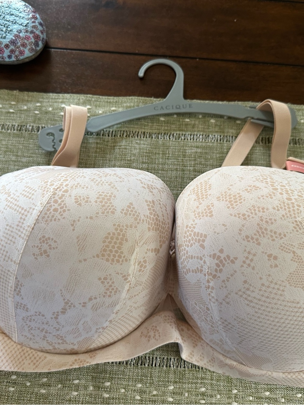 Lane Bryant Cacique Lace-Overlay T-Shirt Bra - Light Nude